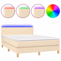 Letto a Molle con Materasso e LED Crema 140x190 cm in Tessutocod mxl 74811 - Vista aggiuntiva 2