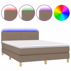 Letto a Molle con Materasso e LED Tortora 140x200 cm in Tessutocod mxl 74810 - Vista aggiuntiva 2