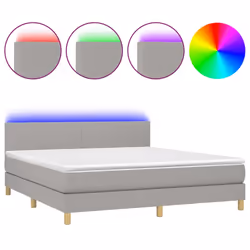 Letto a Molle Materasso e LED Grigio Chiaro 160x200 cm Tessutocod mxl 122733 - Vista aggiuntiva 2