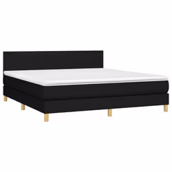 vidaXL Letto a Molle con Materasso e LED Nero 160x200 cm in Tessuto - Vista aggiuntiva 3