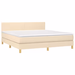 vidaXL Letto a Molle con Materasso e LED Crema 160x200 cm in Tessuto - Vista aggiuntiva 3