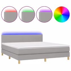 Letto a Molle Materasso e LED Grigio Chiaro 180x200 cm Tessutocod mxl 122741 - Vista aggiuntiva 2