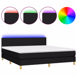 Letto a Molle con Materasso e LED Nero 180x200cm in Tessutocod mxl 74812 - Vista aggiuntiva 2