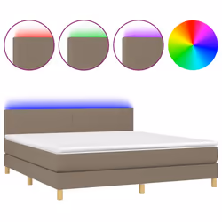 vidaXL Letto a Molle con Materasso e LED Tortora 180x200 cm in Tessuto - Vista aggiuntiva 2