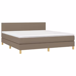 vidaXL Letto a Molle con Materasso e LED Tortora 180x200 cm in Tessuto - Vista aggiuntiva 3
