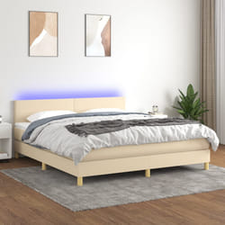 Letto a Molle con Materasso e LED Crema 180x200 cm in Tessutocod mxl 122743