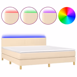 Letto a Molle con Materasso e LED Crema 180x200 cm in Tessutocod mxl 122743 - Vista aggiuntiva 2