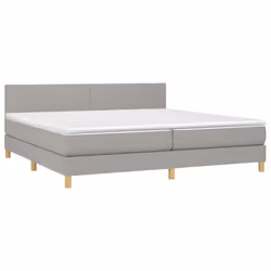 vidaXL Letto a Molle Materasso e LED Grigio Chiaro 200x200 cm Tessuto - Vista aggiuntiva 3