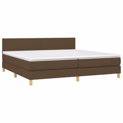 vidaXL Letto a Molle Materasso e LED Marronescuro 200x200cm in Tessuto - Vista aggiuntiva 3