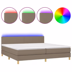 vidaXL Letto a Molle Materasso e LED tortora 200x200cm in Tessuto - Vista aggiuntiva 2