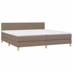 vidaXL Letto a Molle Materasso e LED tortora 200x200cm in Tessuto - Vista aggiuntiva 3