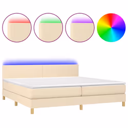 vidaXL Letto a Molle Materasso e LED bianco 200x200cm in Tessuto - Vista aggiuntiva 2
