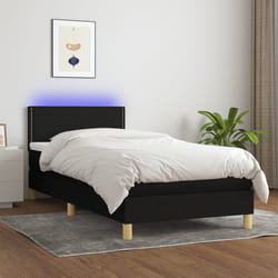 vidaXL Letto a Molle con Materasso e LED Nero 80x200 cm in Tessuto