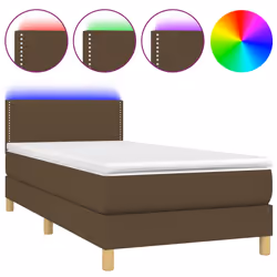 Letto a Molle Materasso e LED Marrone Scuro 100x200 cm Tessutocod mxl 122744 - Vista aggiuntiva 2