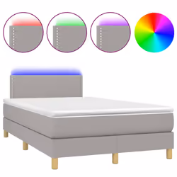 vidaXL Letto a Molle Materasso e LED Grigio Chiaro 120x200 cm Tessuto - Vista aggiuntiva 2