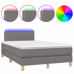 vidaXL Letto a Molle Materasso e LED Grigio Scuro 120x200cm in Tessuto - Vista aggiuntiva 2