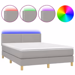 Letto a Molle Materasso e LED Grigio Chiaro 140x200 cm Tessutocod mxl 122742 - Vista aggiuntiva 2