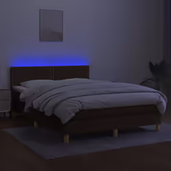 vidaXL Letto a Molle Materasso e LED Marrone Scuro 140x200 cm Tessuto - Vista aggiuntiva 3