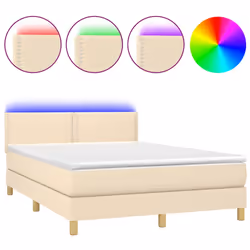 Letto a Molle con Materasso e LED Crema 140x200 cm in Tessutocod mxl 122747 - Vista aggiuntiva 2