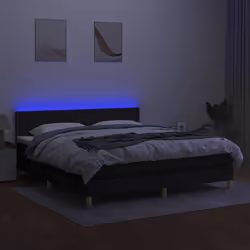 vidaXL Letto a Molle con Materasso e LED Nero 160x200 cm in Tessuto - Vista aggiuntiva 3