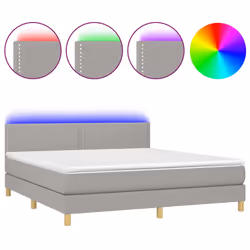 vidaXL Letto a Molle Materasso e LED Grigio Chiaro 180x200 cm Tessuto - Vista aggiuntiva 2