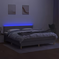 vidaXL Letto a Molle Materasso e LED Grigio Chiaro 180x200 cm Tessuto - Vista aggiuntiva 3
