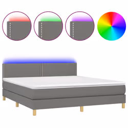Letto a Molle Materasso e LED Grigio Scuro 180x200cm in Tessutocod mxl 122750 - Vista aggiuntiva 2