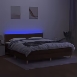 vidaXL Letto a Molle Materasso e LED MarroneScuro 180x200cm in Tessuto - Vista aggiuntiva 3