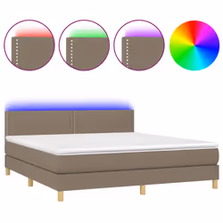 vidaXL Letto a Molle con Materasso e LED Tortora 180x200 cm in Tessuto - Vista aggiuntiva 2
