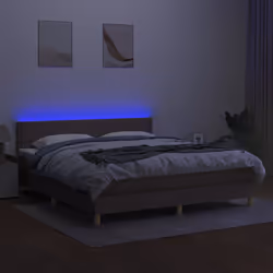 vidaXL Letto a Molle con Materasso e LED Tortora 180x200 cm in Tessuto - Vista aggiuntiva 3