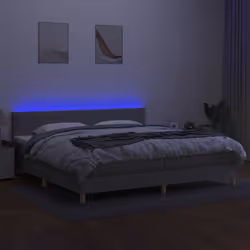 vidaXL Letto a Molle Materasso e LED Grigio Chiaro 200x200 cm Tessuto - Vista aggiuntiva 3