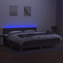 vidaXL Letto a Molle Materasso e LED Grigio Scuro 200x200cm in Tessuto - Vista aggiuntiva 3