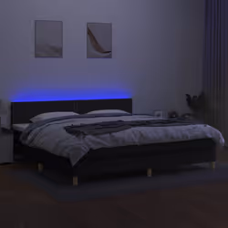 vidaXL Letto a Molle Materasso e LED Nero 200x200cm in Tessuto - Vista aggiuntiva 3