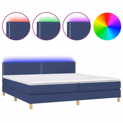vidaXL Letto a Molle Materasso e LED Blu 200x200cm in Tessuto - Vista aggiuntiva 2