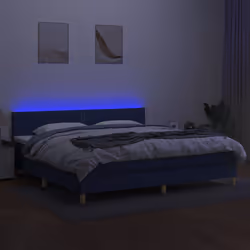 vidaXL Letto a Molle Materasso e LED Blu 200x200cm in Tessuto - Vista aggiuntiva 3