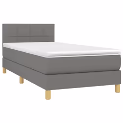 vidaXL Letto a Molle Materasso e LED Grigio Scuro 80x200 cm in Tessuto - Vista aggiuntiva 3