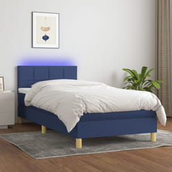 Letto a Molle con Materasso e led, Letto singolo Blu 80x200 cm in Tessuto Vidaxl