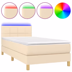 Letto a Molle con Materasso e LED Crema 90x190 cm in Tessutocod mxl 122752 - Vista aggiuntiva 2