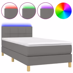Letto a Molle Materasso e LED Grigio Scuro 100x200cm in Tessutocod mxl 122761 - Vista aggiuntiva 2