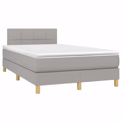 vidaXL Letto a Molle Materasso e LED Grigio Chiaro 120x200 cm Tessuto - Vista aggiuntiva 3