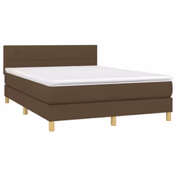 vidaXL Letto a Molle Materasso e LED Marrone Scuro 140x200 cm Tessuto - Vista aggiuntiva 3