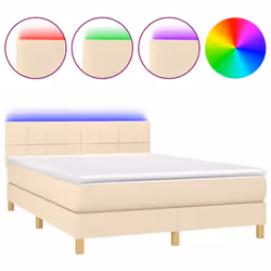 Letto a Molle con Materasso e LED Crema 140x200 cm in Tessutocod mxl 74831