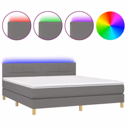 Letto a Molle Materasso e LED Grigio Scuro 160x200cm in Tessutocod mxl 122755
