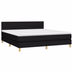 vidaXL Letto a Molle con Materasso e LED Nero 180x200cm in Tessuto - Vista aggiuntiva 3