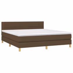 vidaXL Letto a Molle Materasso e LED MarroneScuro 180x200cm in Tessuto - Vista aggiuntiva 3