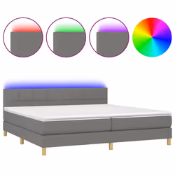 vidaXL Letto a Molle Materasso e LED Grigio Scuro 200x200cm in Tessuto - Vista aggiuntiva 2