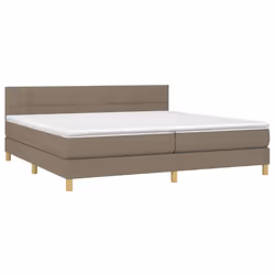 vidaXL Letto a Molle Materasso e LED tortora 200x200cm in Tessuto - Vista aggiuntiva 3