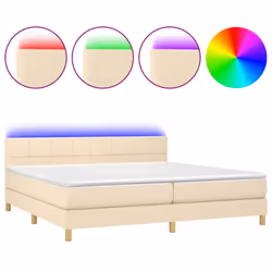 vidaXL Letto a Molle Materasso e LED bianco 200x200cm in Tessuto - Vista aggiuntiva 2