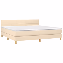 vidaXL Letto a Molle Materasso e LED bianco 200x200cm in Tessuto - Vista aggiuntiva 3
