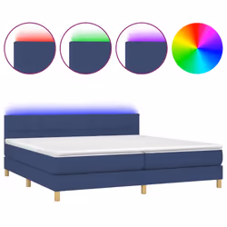 vidaXL Letto a Molle Materasso e LED Blu 200x200cm in Tessuto - Vista aggiuntiva 2